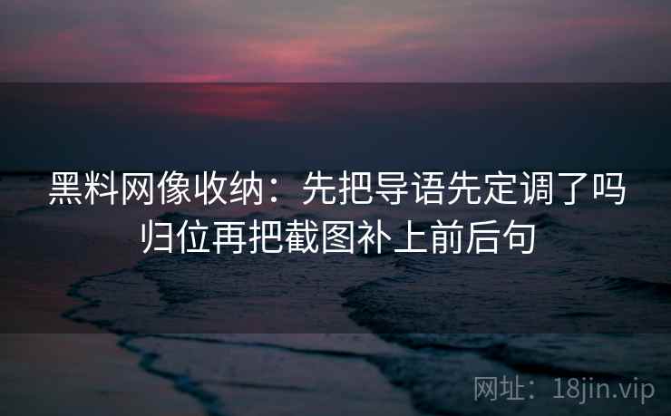 黑料网像收纳：先把导语先定调了吗归位再把截图补上前后句